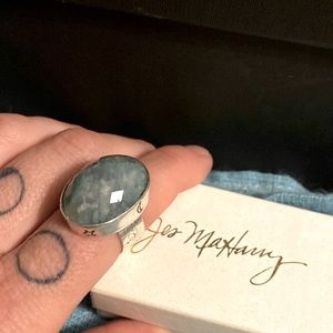 Jes MaHarry handmade silver ring with beautiful aquamarine gemstone.  Size 7